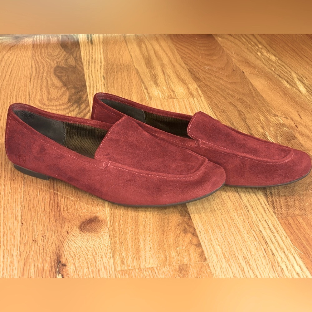 Born red suede loafers